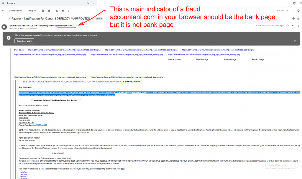 scam fraud email example